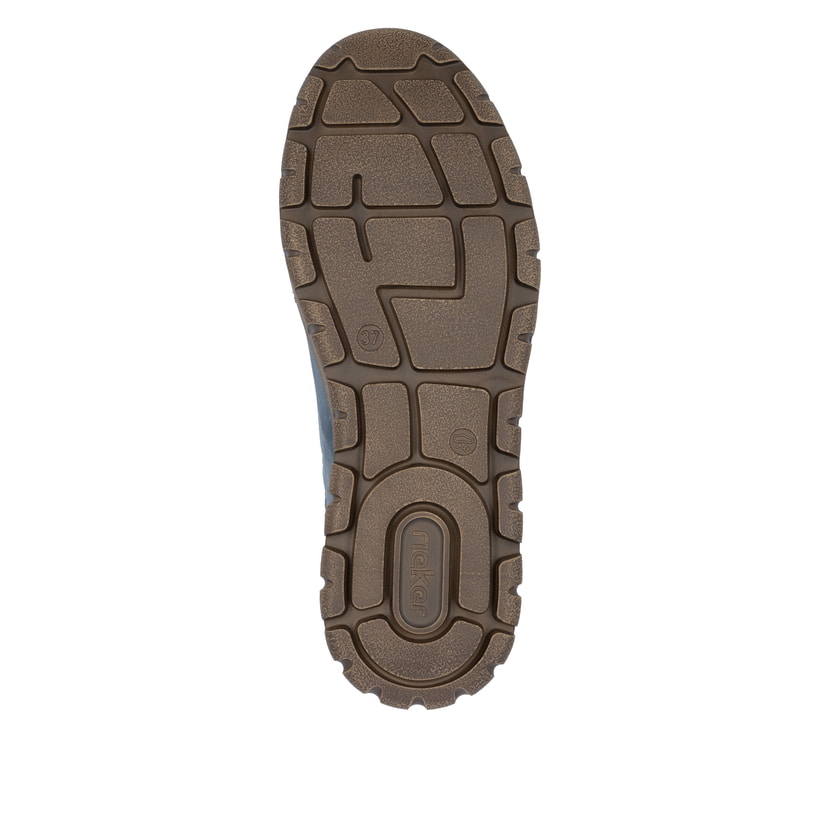 Blaue Rieker Damen Schnürstiefel N1305-14 aus Glattleder. Schuh Laufsohle.