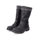 Schwarze Rieker Damen Hochschaftstiefel Z4755-00 mit Strick-Kragen. Schuhpaar seitlich schräg.