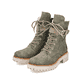 
Laubgrüne Rieker Damen Biker Boots 72610-55 mit einer schockabsorbierenden Sohle. Schuhpaar schräg.