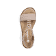 Beige Rieker Keilsandaletten V3662-62 mit Gummizug sowie einer leichten Sohle. Schuh von oben.