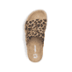 Braune Rieker Damen Pantoletten V4088-60 mit angesagtem Animal-Print. Schuh von oben.