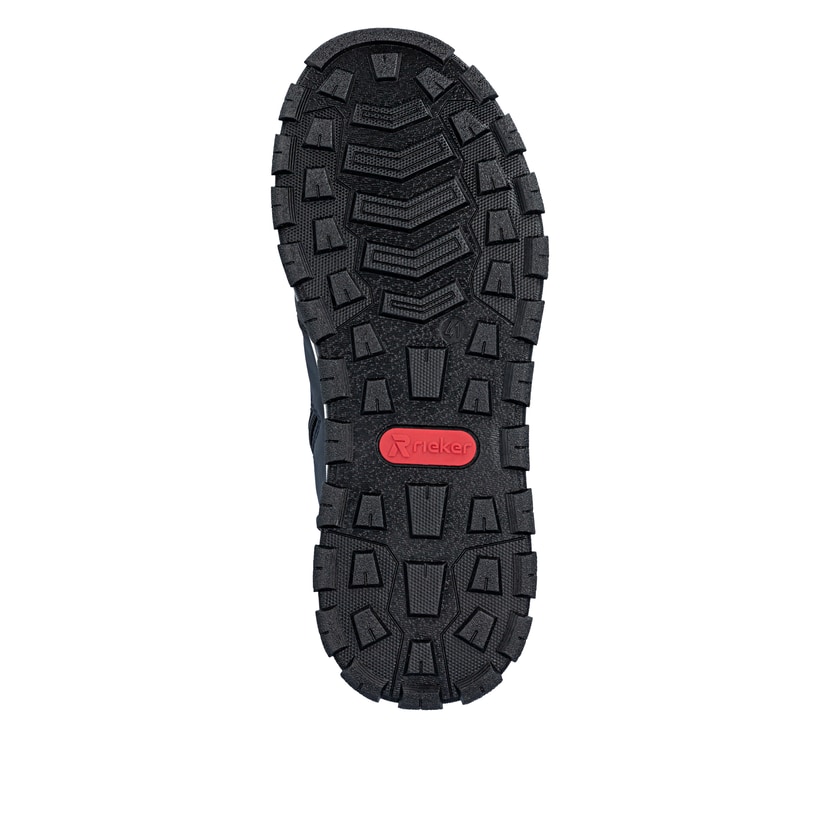 Dunkelblau-schwarze Rieker Herren Schnürstiefel B8120-14 mit Reißverschluss. Schuh Laufsohle.