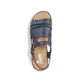 Blaue Rieker Keilsandaletten 62962-14 mit modischen Raffungen sowie Gummizug. Schuh von oben.