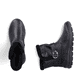 Schwarze Rieker Damen Kurzstiefel Z0081-00 aus Glattleder mit weichem Kragen. Schuh von oben, liegend.