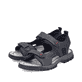 Schwarze Rieker Herren Trekkingsandalen 25055-00 mit einem Klettverschluss. Schuhpaar seitlich schräg.