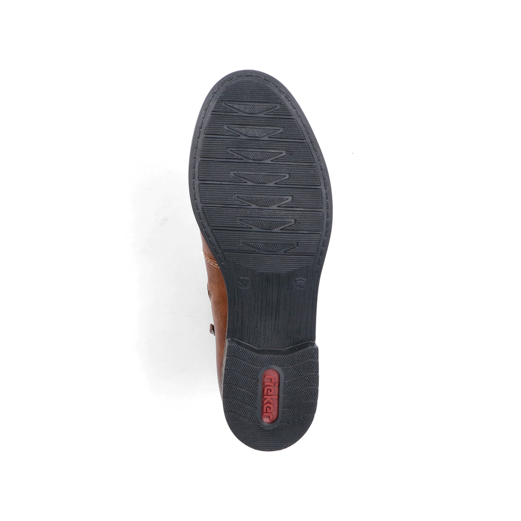 Hellbraune Rieker Damen Schnürstiefel 72220-24 mit einem Reißverschluss. Schuh Laufsohle.