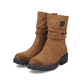 Braune Rieker Damen Kurzstiefel 76062-24 mit Reißverschluss sowie Komfortweite G. Schuhpaar seitlich schräg.