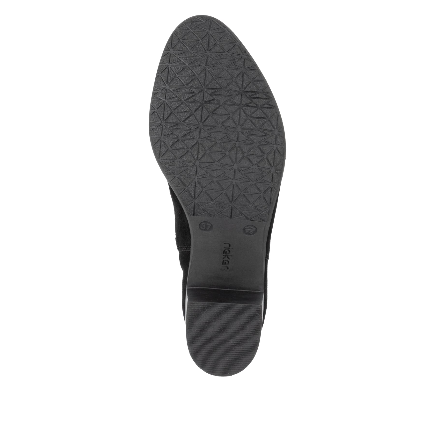Schwarze Rieker Damen Hochschaftstiefel Y2050-01 mit einem Reißverschluss. Schuh Laufsohle.