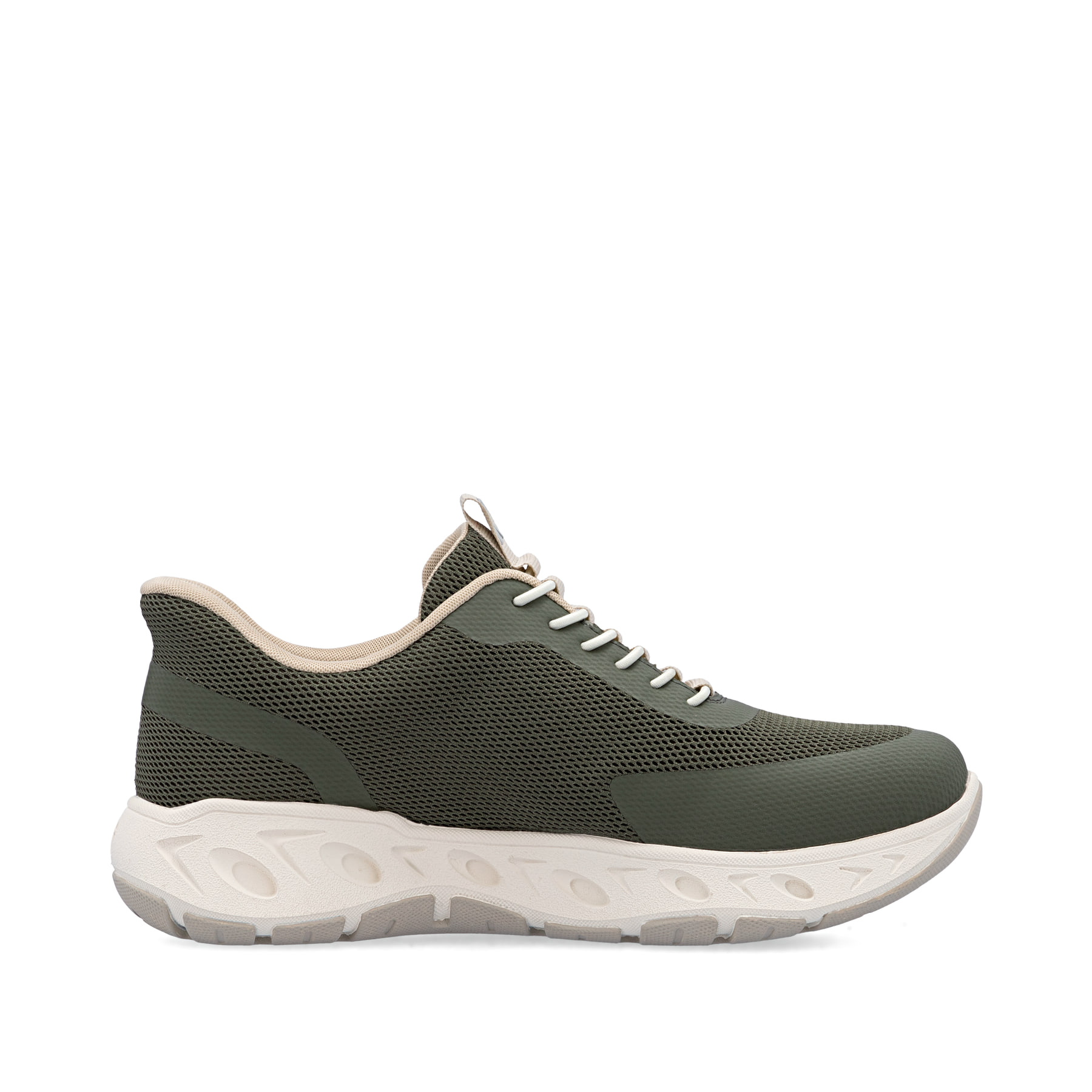 Baskets basses Rieker vertes femme M6551-54 avec option easy in facile. Intérieur de la chaussure.