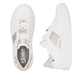 Weiße Rieker Damen Sneaker Low W1202-82 mit einer Schnürung. Schuh von oben, liegend.