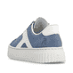 Blaue Rieker Damen Sneaker Low N9920-14 mit einem Reißverschluss. Schuh von hinten.
