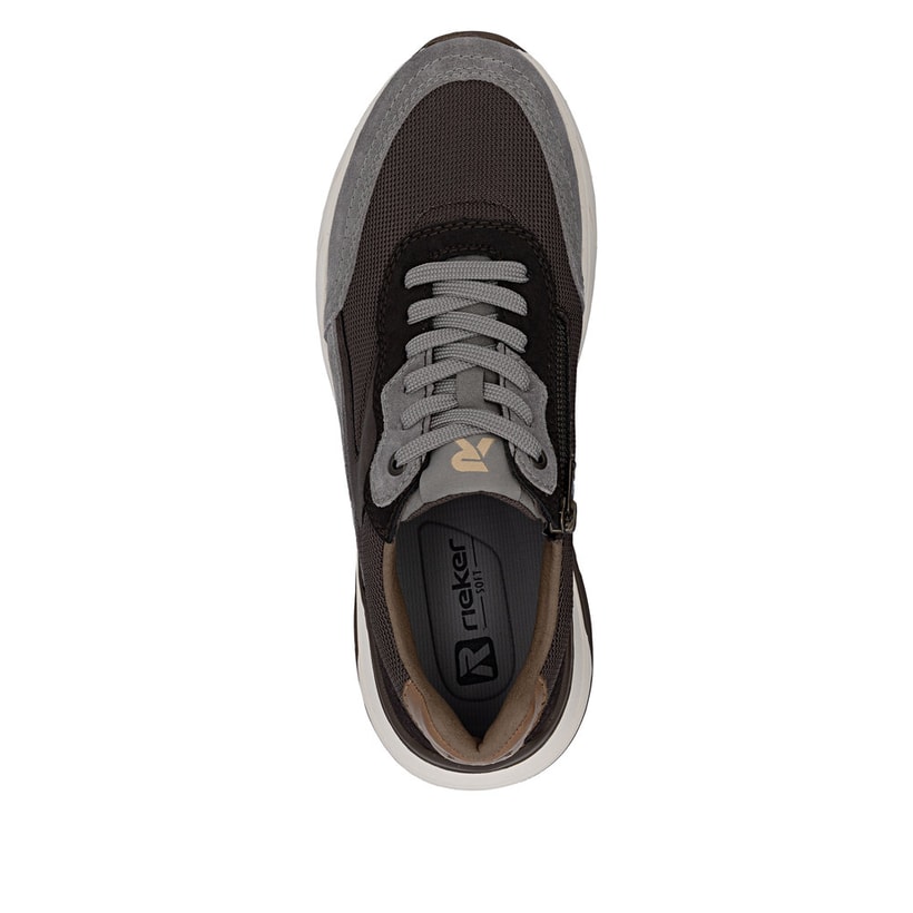 Baskets basses Rieker marron pour homme 06100-25 avec fermeture éclair. Chaussure vue de dessus.