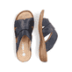 Blaue Rieker Damen Pantoletten 60897-14 mit der schmalen Passform E 1/2. Schuh von oben, liegend.