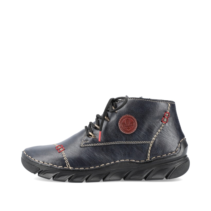 
Marineblaue Rieker Damen Schnürschuhe 55002-14 mit einer sehr leichten Sohle. Schuh Außenseite