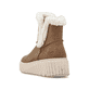 Weiße Rieker Damen Slipper N2162-80 mit Gummischnürung sowie geprägtem Logo. Schuh Außenseite gespiegelt.