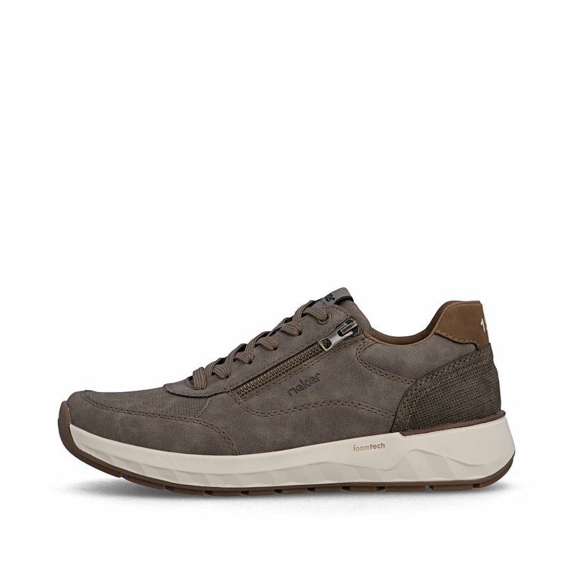 Beige Rieker Herren Sneaker Low 11504-64 mit Reißverschluss sowie Extraweite H. Schuh Außenseite.