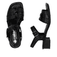 Schwarze Rieker Riemchensandaletten 62685-00 mit trendigen Schnalle. Schuh von oben, liegend.