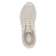 Beige Rieker Damen Sneaker Low M9000-60 mit Gummischnürung sowie flexibler Sohle. Schuh von oben.