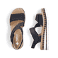 Blaue Rieker Damen Riemchensandalen V7974-14 mit einem Klettverschluss. Schuh von oben, liegend.