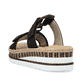 Schwarze Rieker Damen Pantoletten V7947-00 mit einem Klettverschluss. Schuh von hinten.