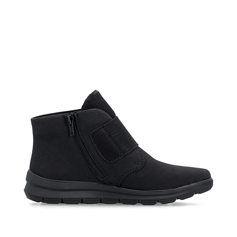 Bottines Rieker noires pour femmes Z0064-00 avec éléments décoratifs. Côté intérieur de la chaussure.