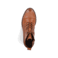 Karamellbraune Rieker Damen Schnürstiefel 71442-24 mit einem Reißverschluss. Schuh von oben.