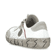 Weiße Rieker Damen Slipper L0355-80 mit einem Reißverschluss. Schuh von hinten.