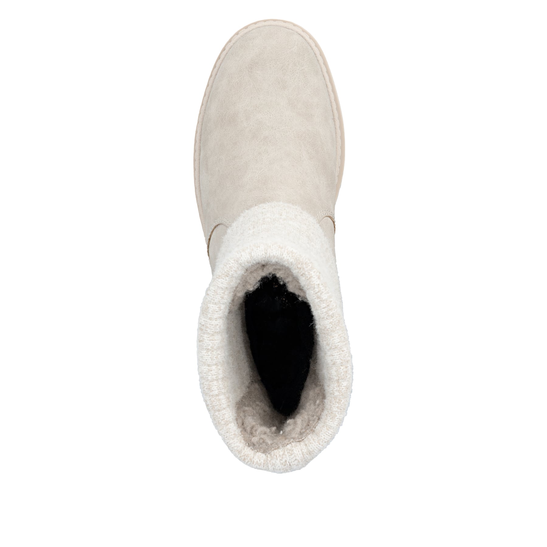 Taupefarbene Rieker Damen Kurzstiefel Z9450-60 mit umschlagbarem Schaft. Schuh von oben.