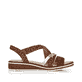 Braune Rieker Keilsandaletten V3663-24 mit Klettverschluss sowie leichter Sohle. Schuh Innenseite.