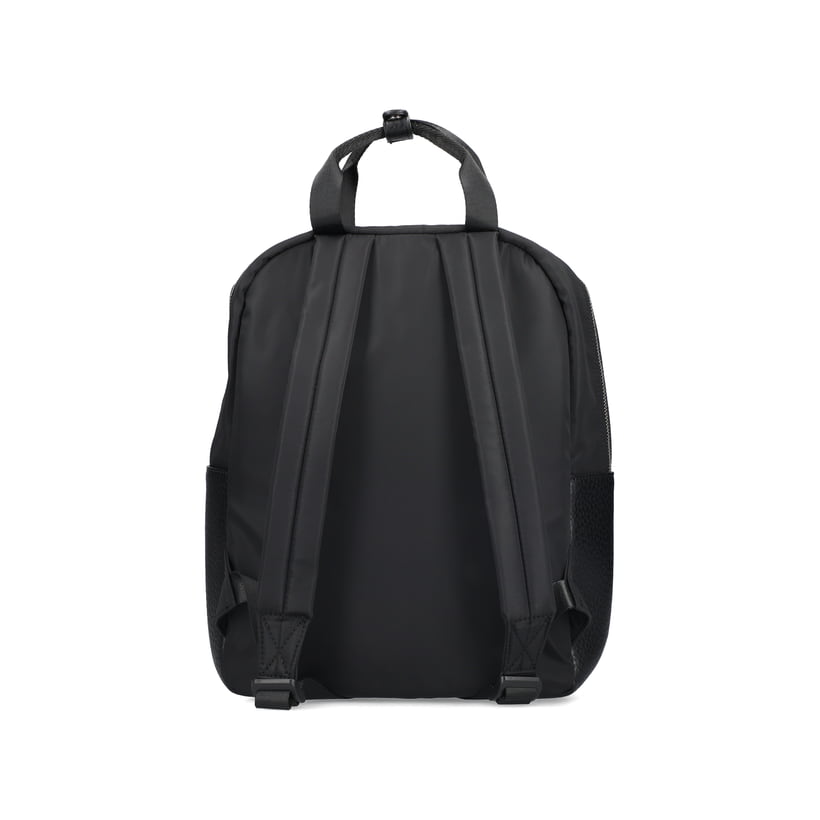 Rieker Rucksack H1648-00 in Schwarz mit Innenfach und Handyfach. Rückseite.