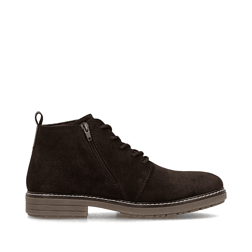 Dunkelbraune Rieker Herren Schnürstiefel 33106-25 aus Rauleder. Schuh Innenseite.
