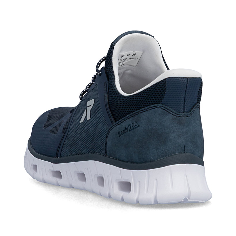 Baskets basses Rieker bleues homme 04355-14 avec option easy in facile. Chaussure vue de l'arrière.