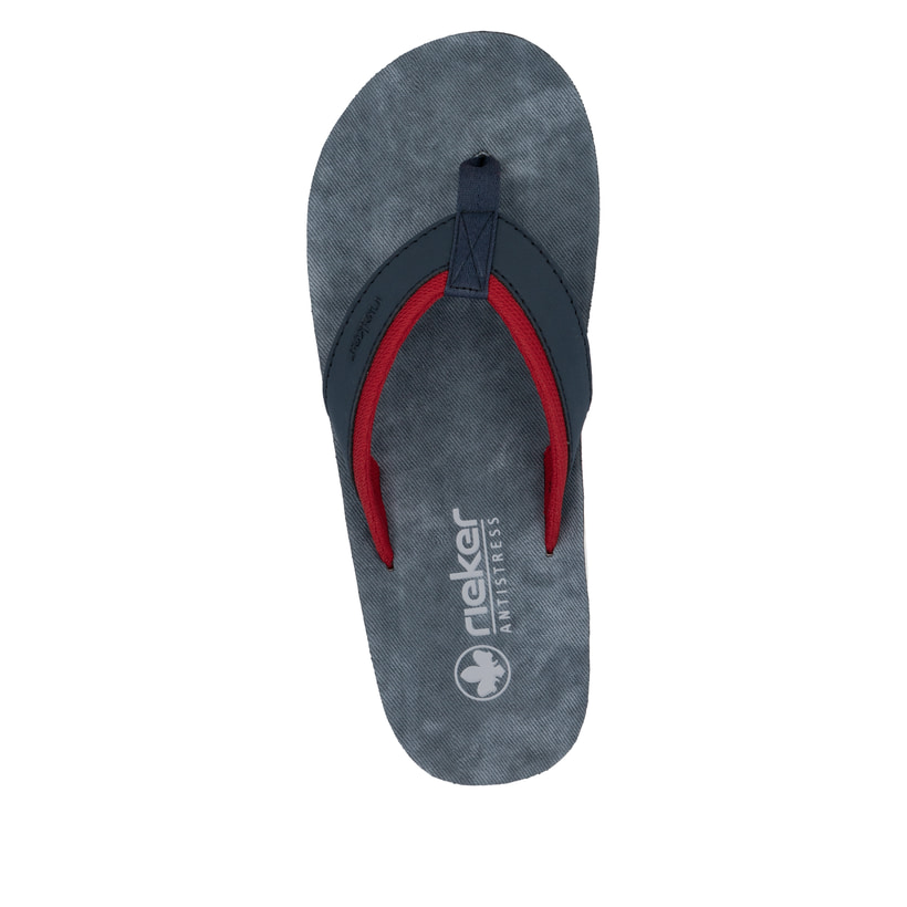 Blaue Rieker Herren Zehentrenner 20151-14 mit der Komfortweite G. Schuh von oben.