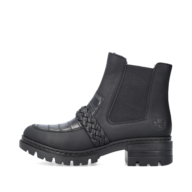 Beigebraune Rieker Damen Chelsea Boots 76863-64 mit einer robusten Profilsohle. Schuh Innenseite