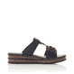Blaue Rieker Damen Pantoletten 62936-14 mit einem Klettverschluss. Schuh Innenseite.
