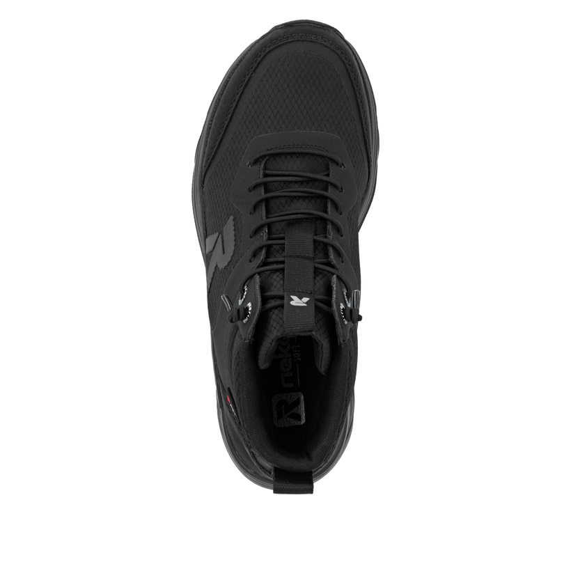 Schwarze Rieker Damen Sneaker High W3570-01 mit wasserabweisender TEX-Membran. Schuh von oben.