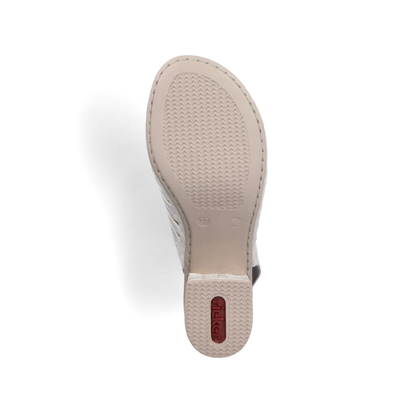 Beige Rieker Riemchensandaletten 64676-60 mit einem Klettverschluss. Schuh Laufsohle.