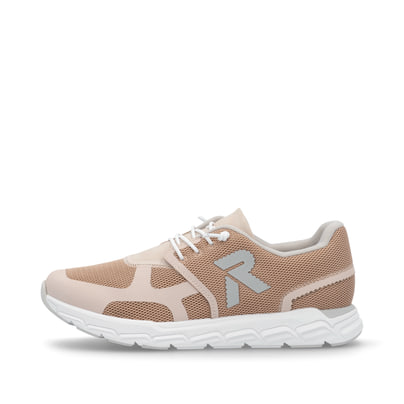 Rosane Rieker Damen Sneaker Low M9000-31 mit einer Gummischnürung. Schuh Außenseite.