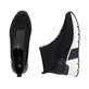 Schwarze Rieker Damen Sneaker High N6352-00 mit einem Reißverschluss. Schuh von oben, liegend.
