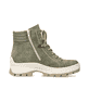 Laubgrüne Rieker Damen Schnürstiefel X9334-54 mit Schnürung und Reißverschluss. Schuh Innenseite