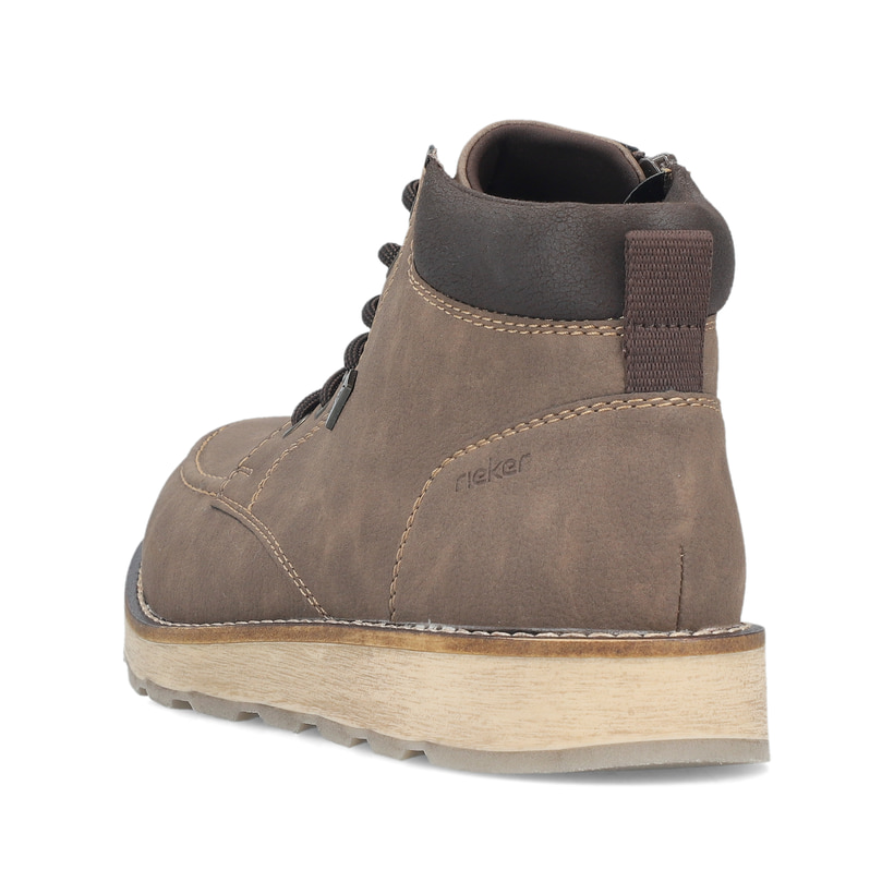 Braune Rieker Herren Schnürstiefel 30018-25 mit wasserabweisender TEX-Membran. Schuh von hinten.