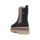 Dunkelblau-beige Rieker Damen Chelsea Boots Y6260-14 mit einem Reißverschluss. Schuh von hinten.