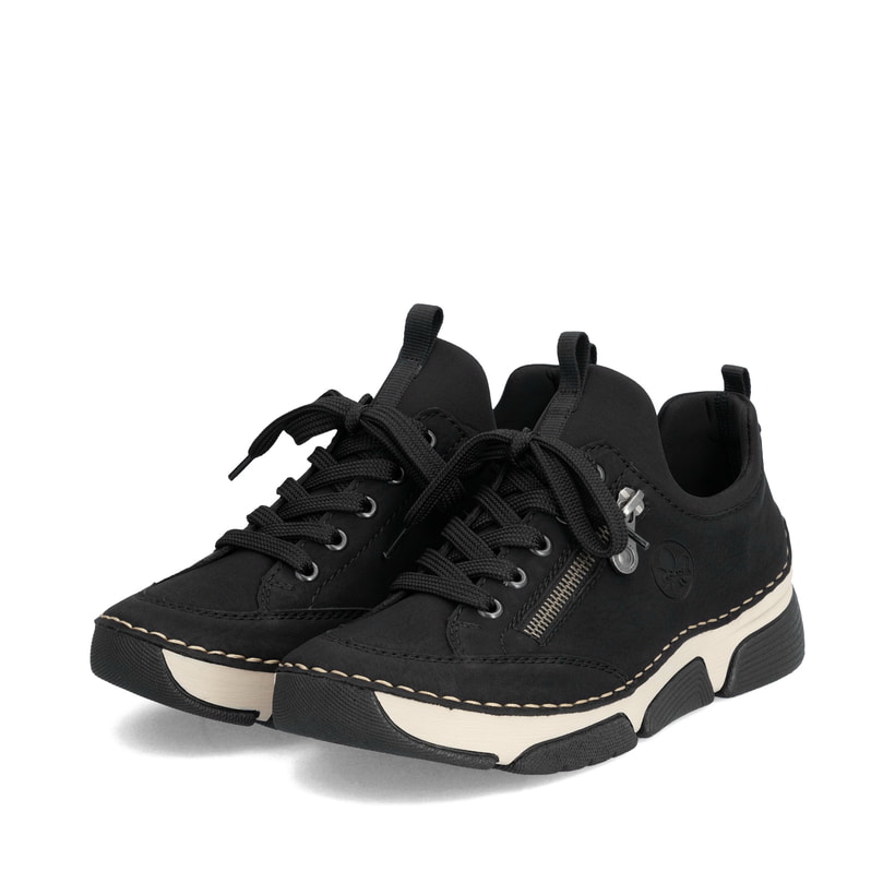Urbanschwarze Rieker Damen Slipper 45957-00 mit einer schockabsorbierenden Sohle. Schuh Innenseite