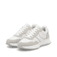 Weiße Rieker Damen Sneaker Low W1302-83 mit einer Schnürung. Schuhpaar seitlich schräg.