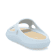 Blaue Rieker Damen Pantoletten W3350-10 mit ultraleichter und flexibler Sohle. Schuh von hinten.