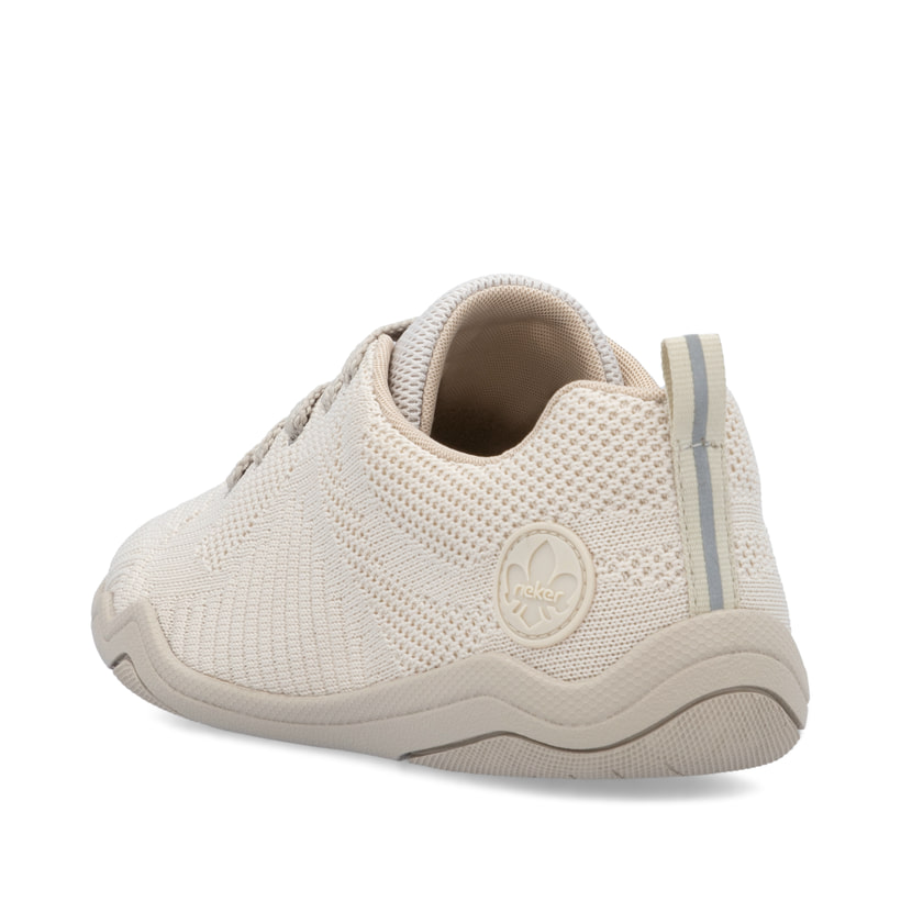 Chaussures à lacets Rieker beiges femme 45222-60, chaussures pieds nus. Chaussure vue de l'arrière.