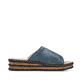Blaue Rieker Damen Pantoletten 62970-14 mit einem Gummizug. Schuh Innenseite.