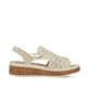 Beige Rieker Keilsandaletten 62741-60 mit einem Gummizug sowie der Extraweite H. Schuh Innenseite.