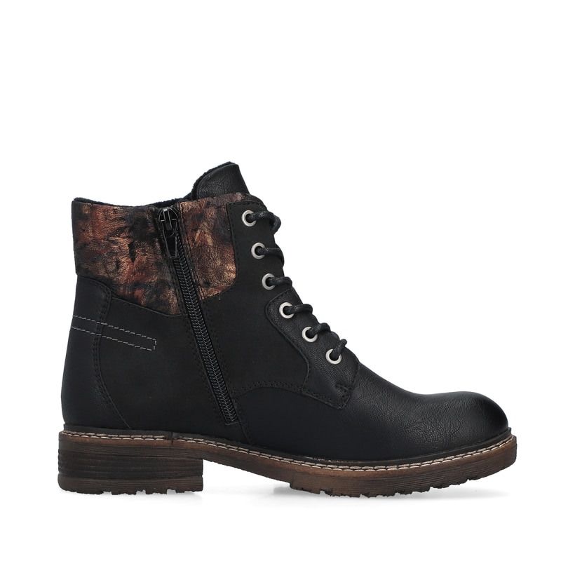Schwarze Rieker Damen Schnürstiefel 94712-00 mit wasserabweisender TEX-Membran. Schuh Innenseite.