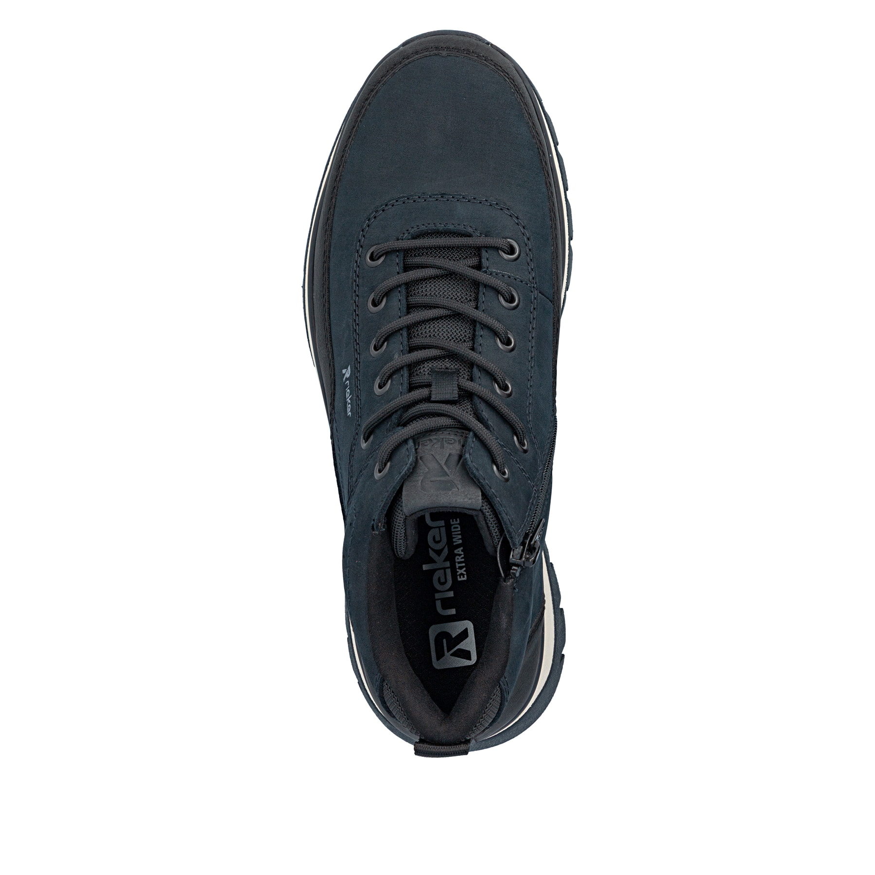 Dunkelblau-schwarze Rieker Herren Sneaker High B9303-14 aus Rauleder. Schuh von oben.